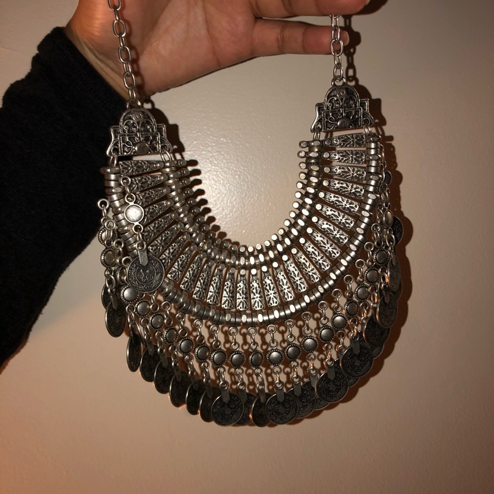 Silver statement piece necklace